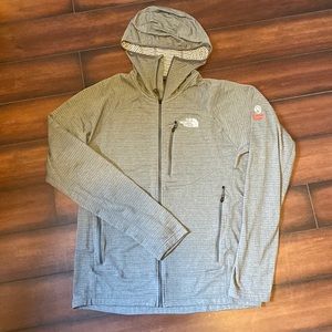 Men’s The North Face Summit Series Zip Up Hooded Mid Layer in Gray
